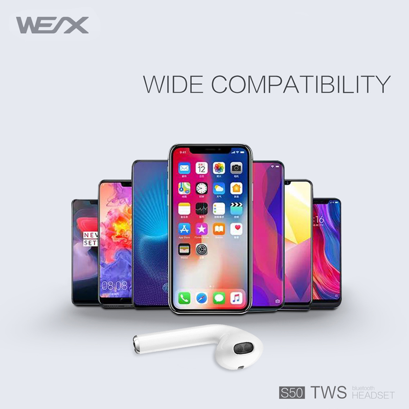 WEX S50 fones SEM FIO, fones de ouvido SEM FIO verdadeiros, fones de ouvido Bluetooth 5.0